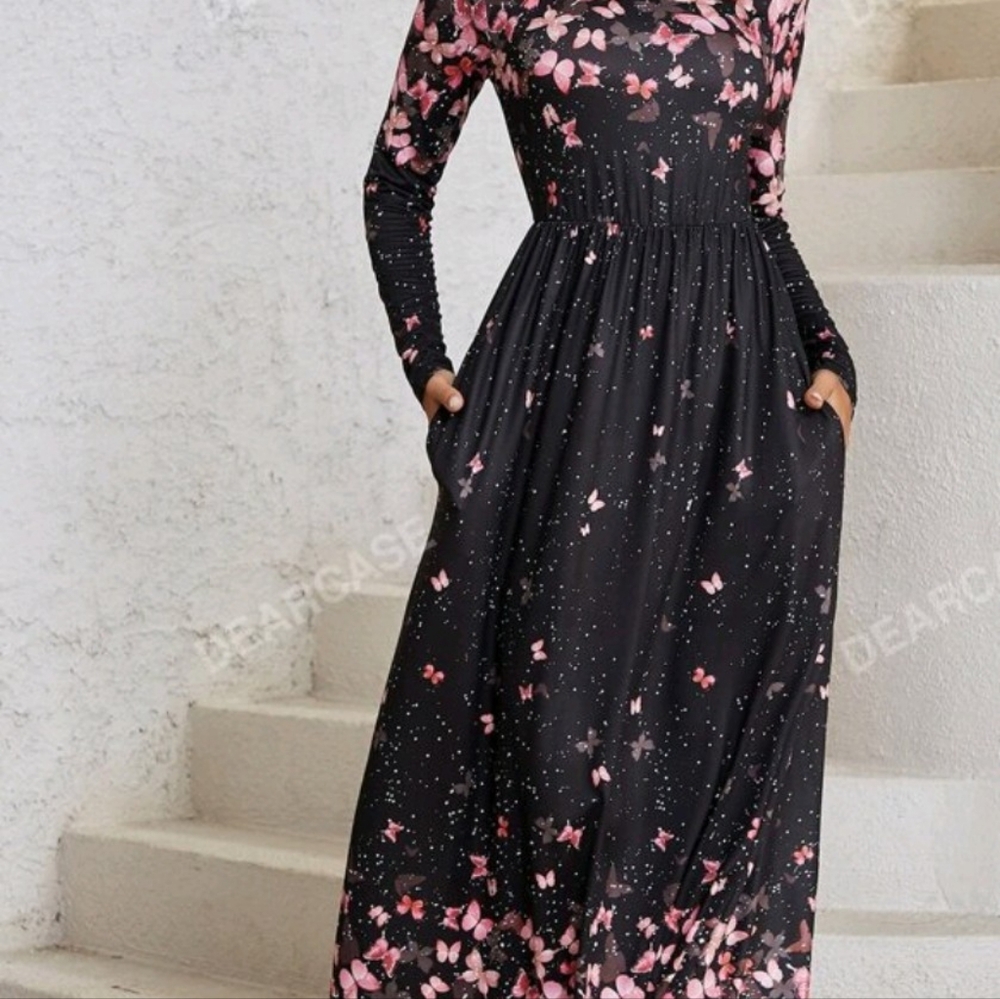 Long Black Floral Dress size s